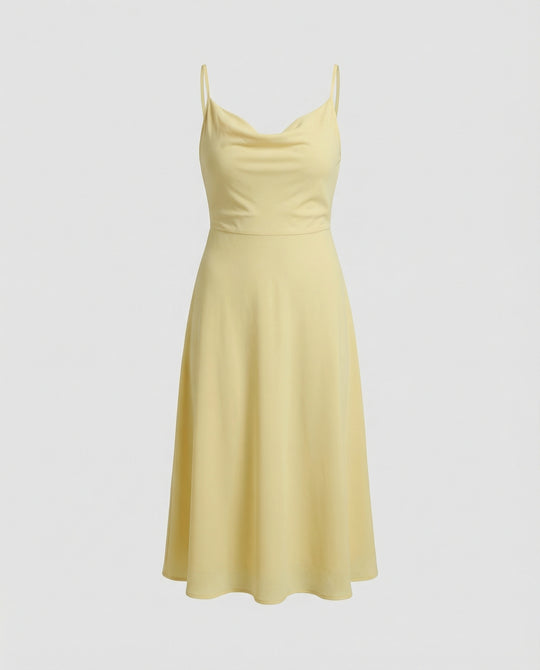 R&B | Lange Drapierte Kleid mit Eingebautem Bh