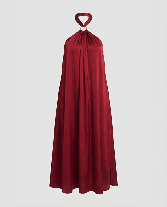 Damen Satin Midikleid mit Rückenausschnitt