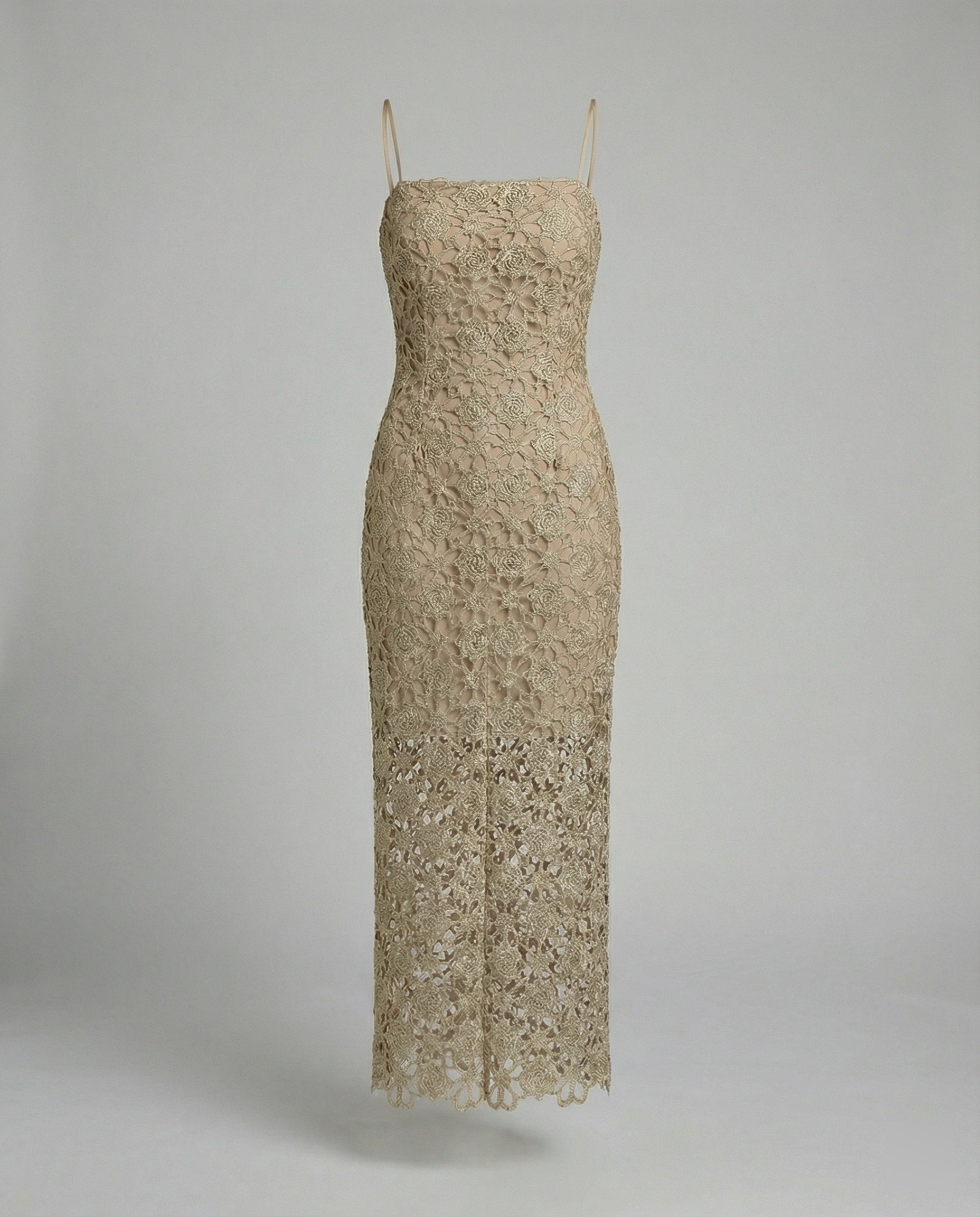 Damen Spitzen Maxikleid figurbetont