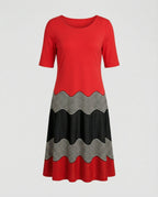 Damen Midikleid A-Linie Freizeitkleid