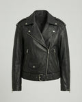 Damen Lederjacke Schwarz Oversize