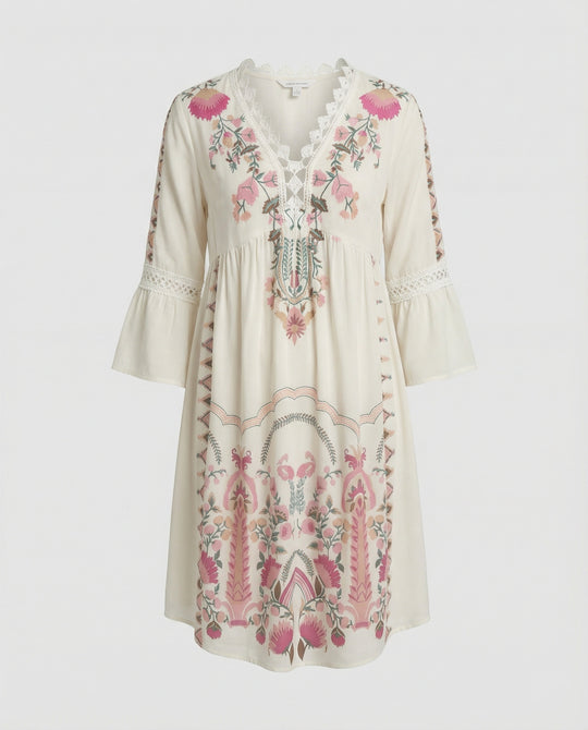 Boho Blumenkleid Damen A-Linie