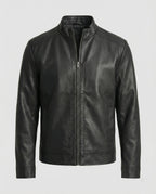 Herren Elegante Kunstlederjacke modern geschnitten