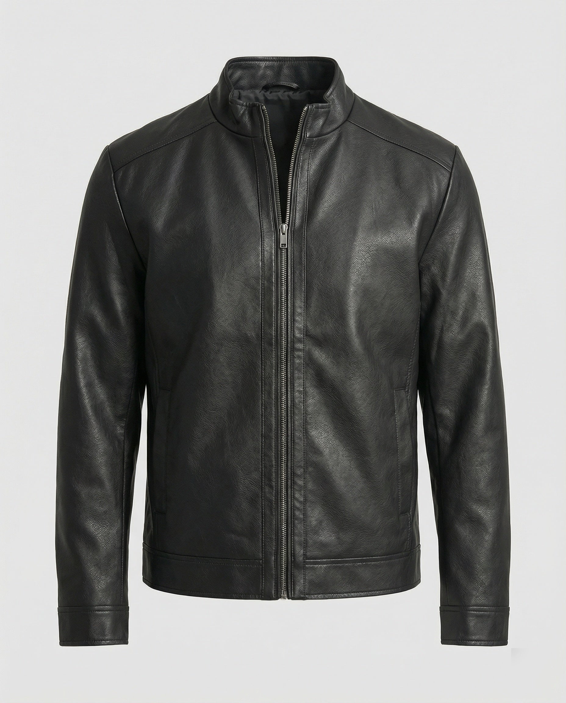Herren Elegante Kunstlederjacke modern geschnitten