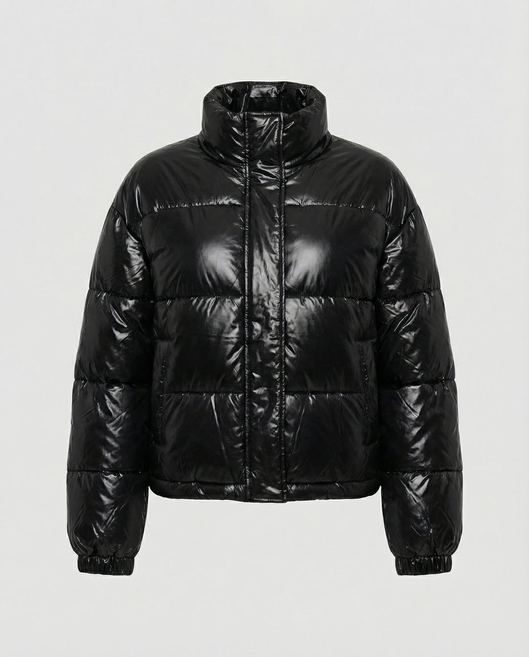 Kurze Steppjacke Damen mit glänzender Oberfläche