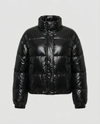 Kurze Steppjacke Damen mit glänzender Oberfläche