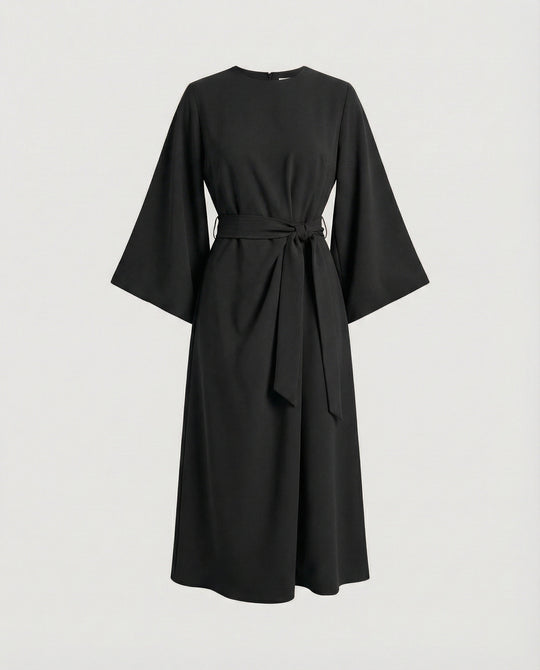 R&B | Elegantes Kleid mit Laternenärmeln und Gürtel