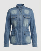 Damen Jeansjacke tailliert mit Taschen