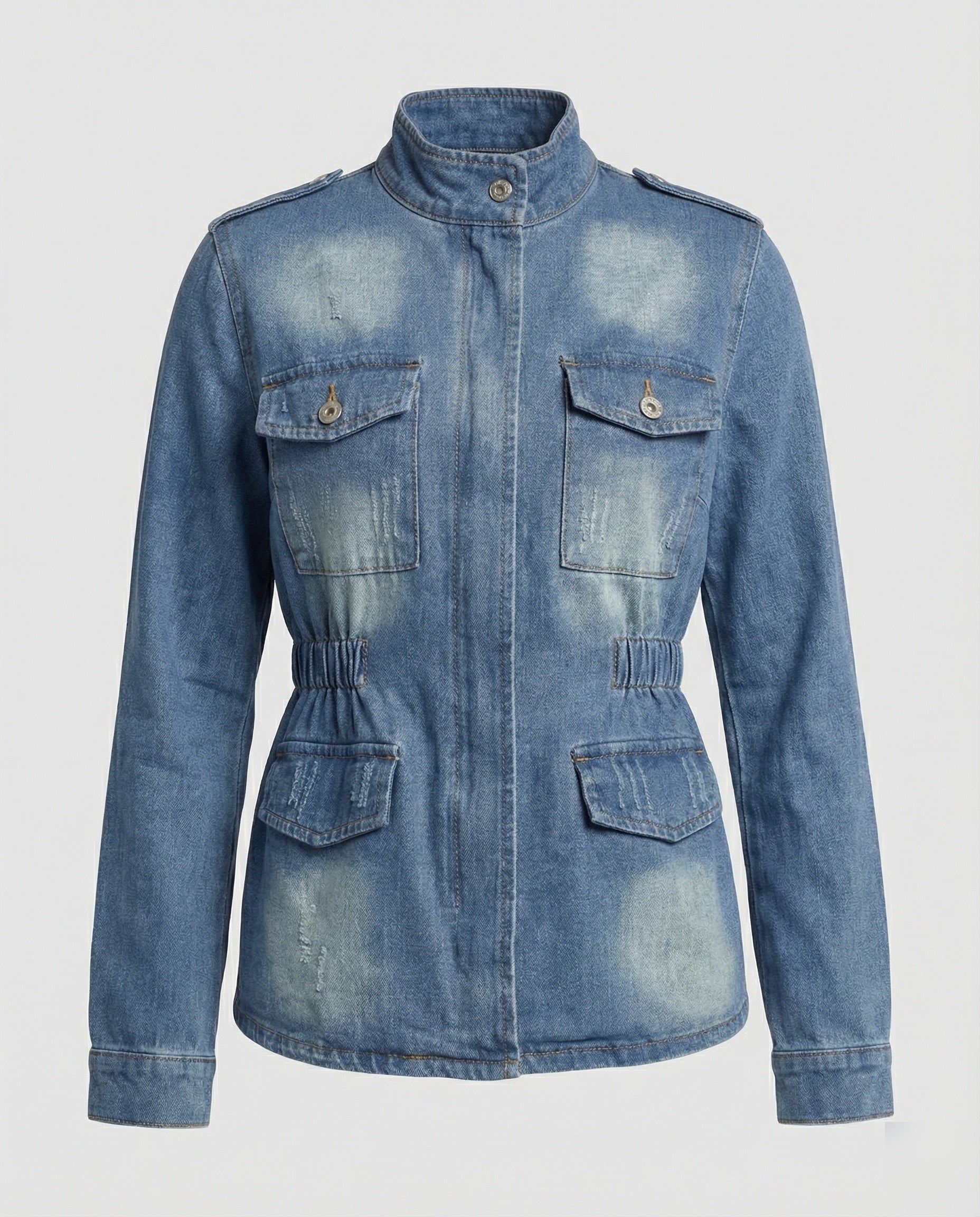 Damen Jeansjacke tailliert mit Taschen