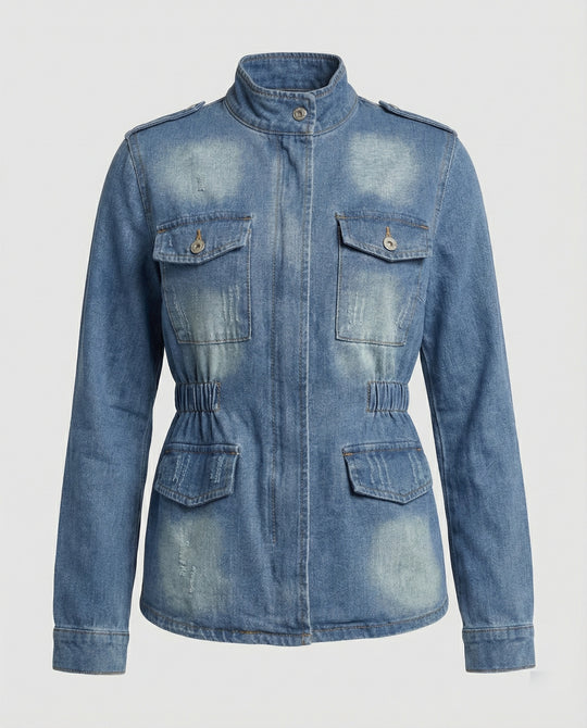 Damen Jeansjacke tailliert mit Taschen