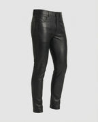 Herren Kunstleder Hose Slim Fit