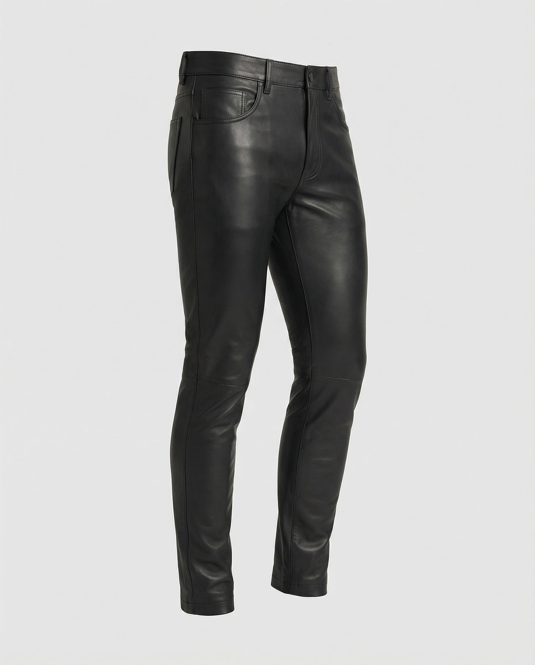Herren Kunstleder Hose Slim Fit