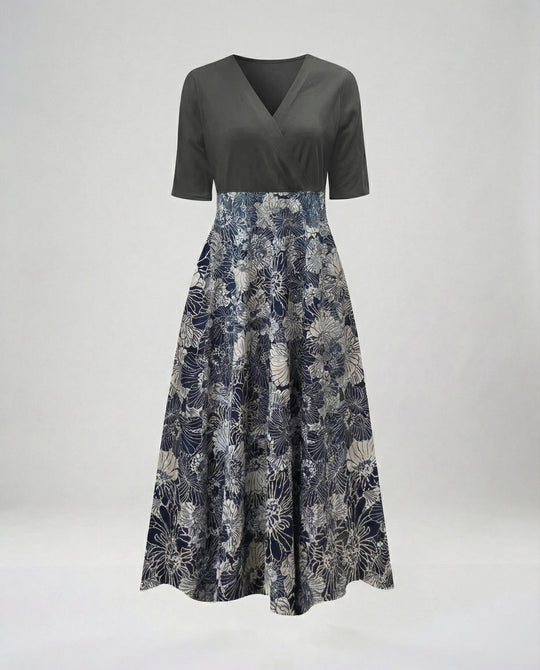 Damen Wickel Maxikleid mit V-Ausschnitt