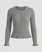 Strickjacke Damen kurzarm mit Wellenkante