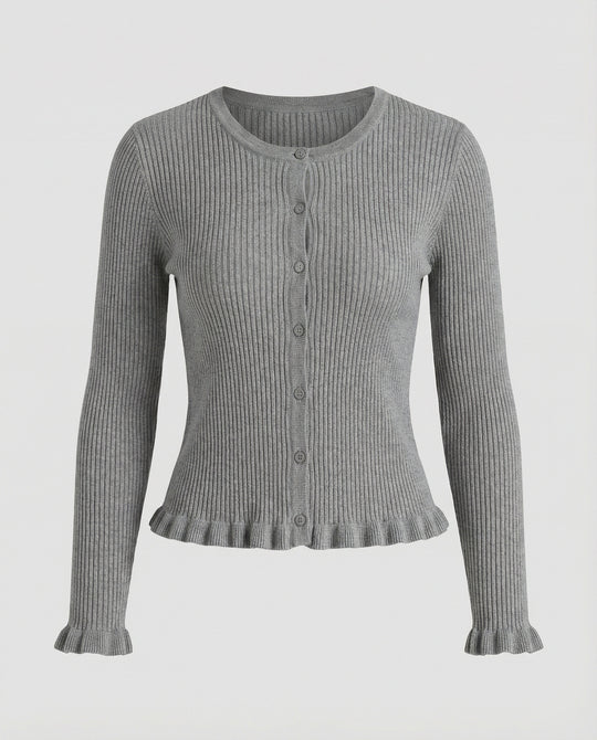 Strickjacke Damen kurzarm mit Wellenkante