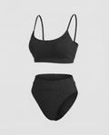 Damen Ripp-Bikini-Set Spaghettiträger-Bustier