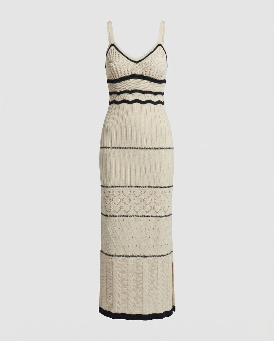 Damen Häkel Maxikleid mit Schlitz