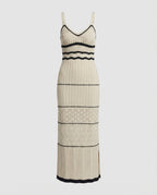 Damen Häkel Maxikleid mit Schlitz