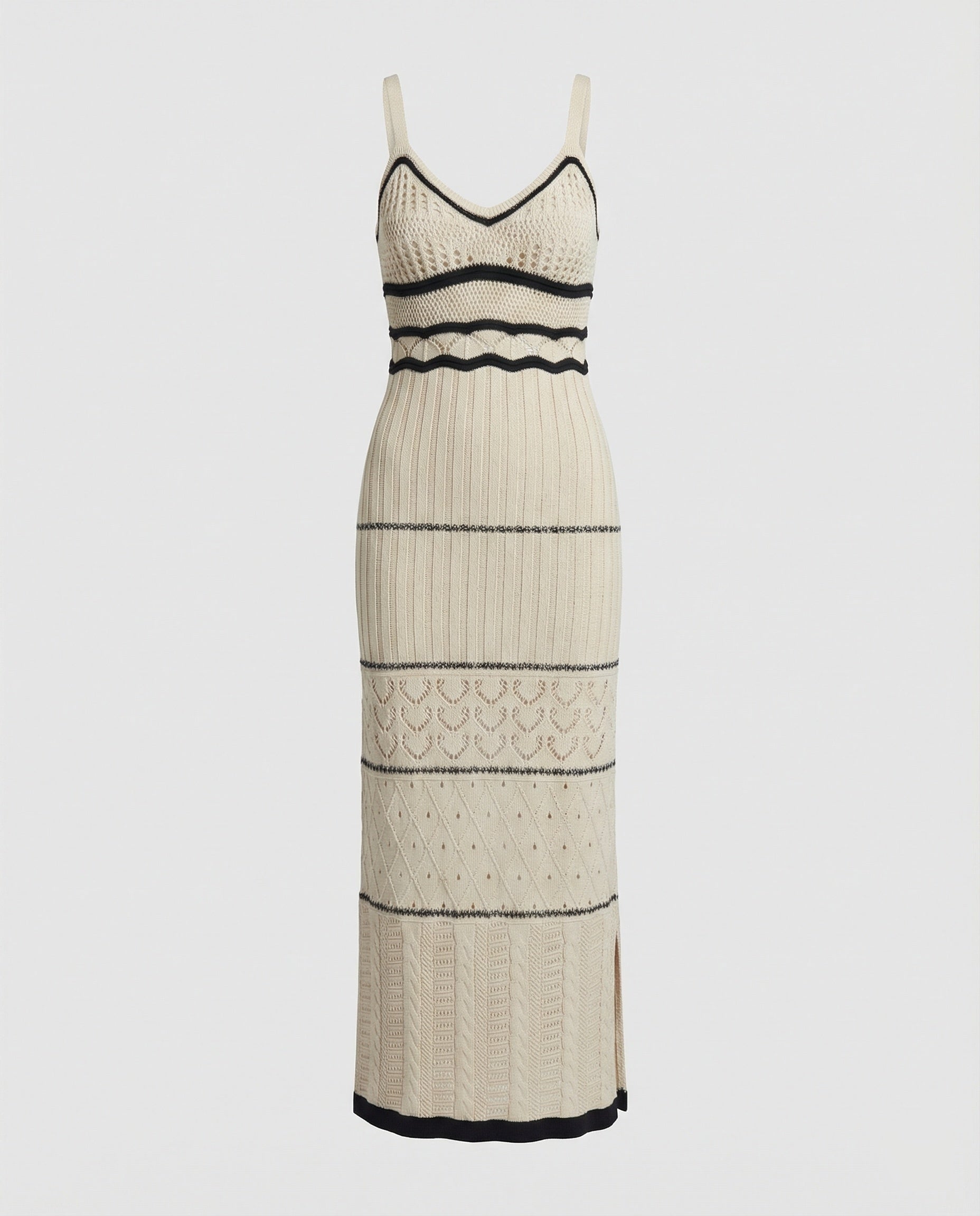 Damen Häkel Maxikleid mit Schlitz