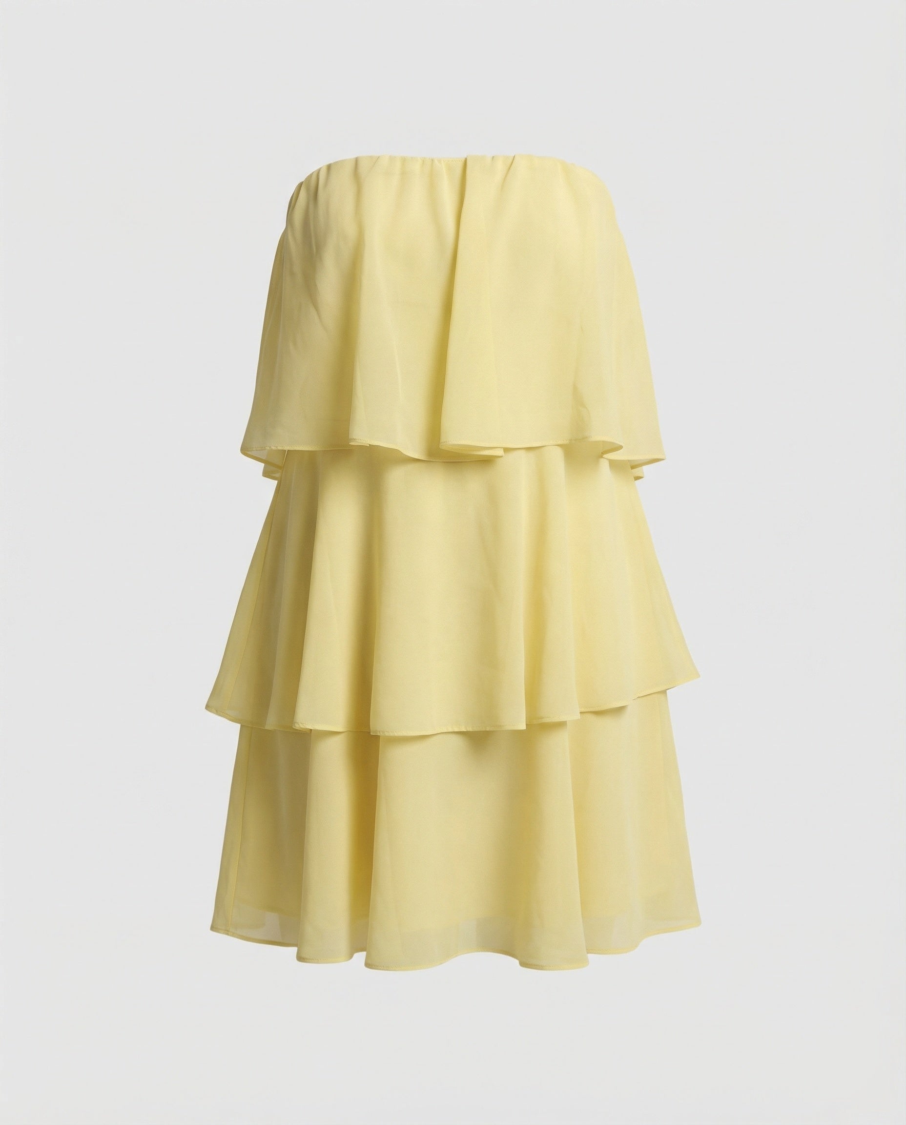Damen Chiffon Kleid schulterfrei mit Volant