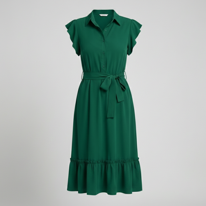 Damen Midikleid elegant mit Stehkragen