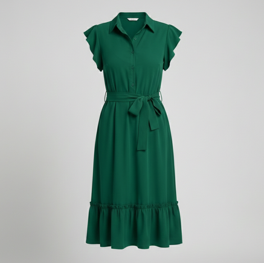 Damen Midikleid elegant mit Stehkragen