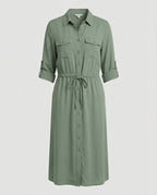 Damen Hemdblusenkleid mit Kordelzug