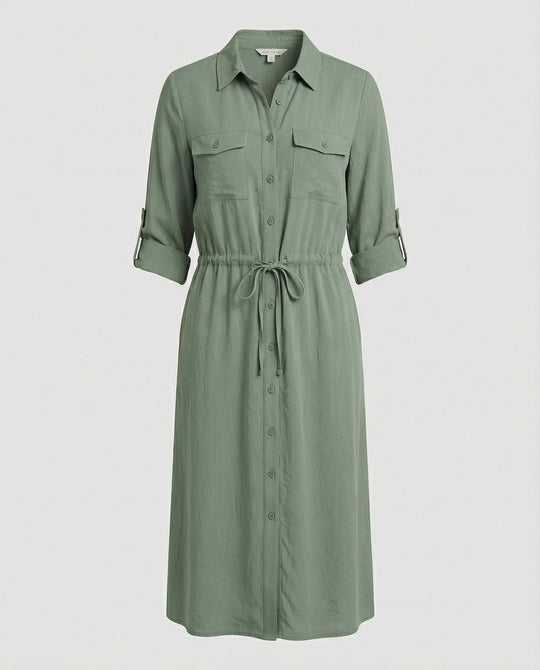 Damen Hemdblusenkleid mit Kordelzug