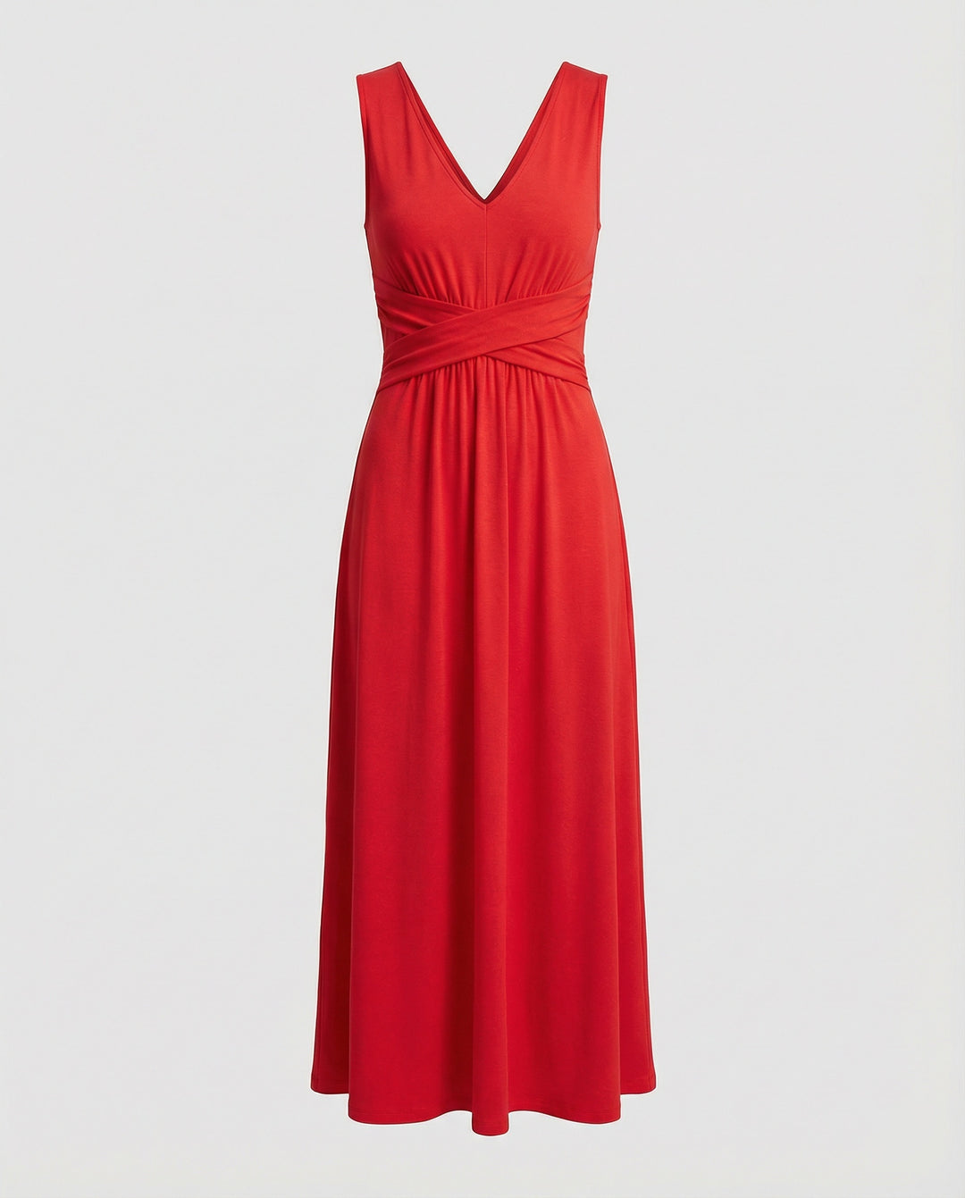 Damen Maxikleid V Ausschnitt ärmellos