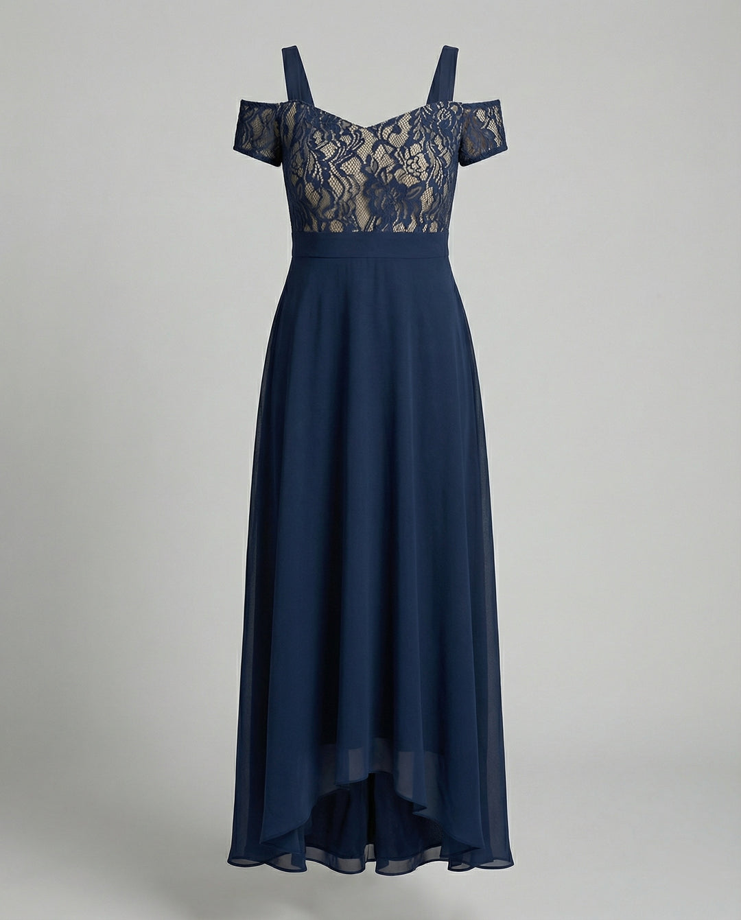 Damen Abendkleid Spitze Chiffon lang