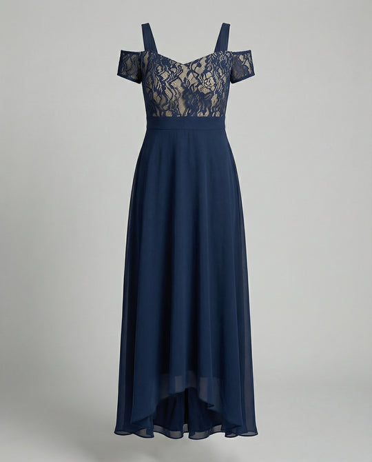 Damen Abendkleid Spitze Chiffon lang