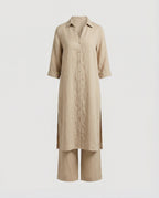 Leinen Maxikleid Mit Knopfleiste Damen