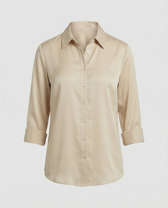 Damen elegante Baumwollbluse mit Stehkragen