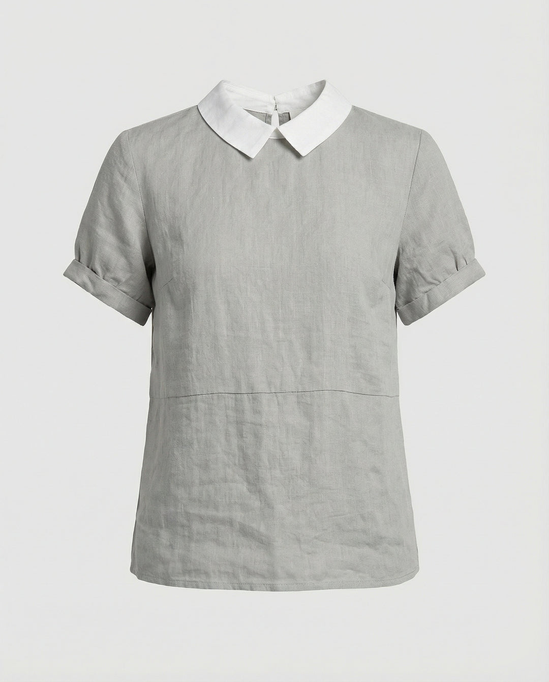 Damen Bluse Leinen Peter Pan Kragen