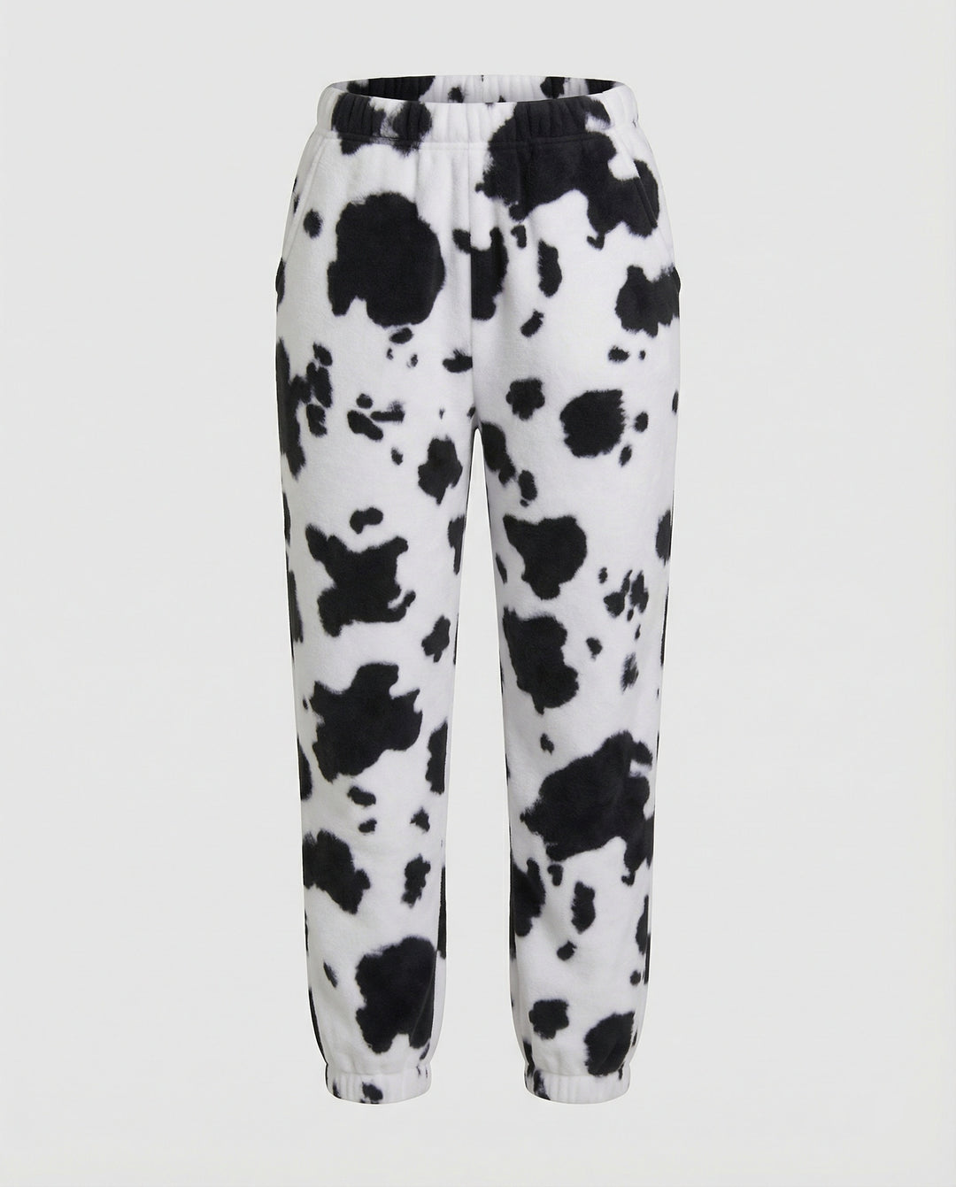Damen Freizeithose im lässigen Cow-Print-Design mit elastischem Bund und Bündchen R&B