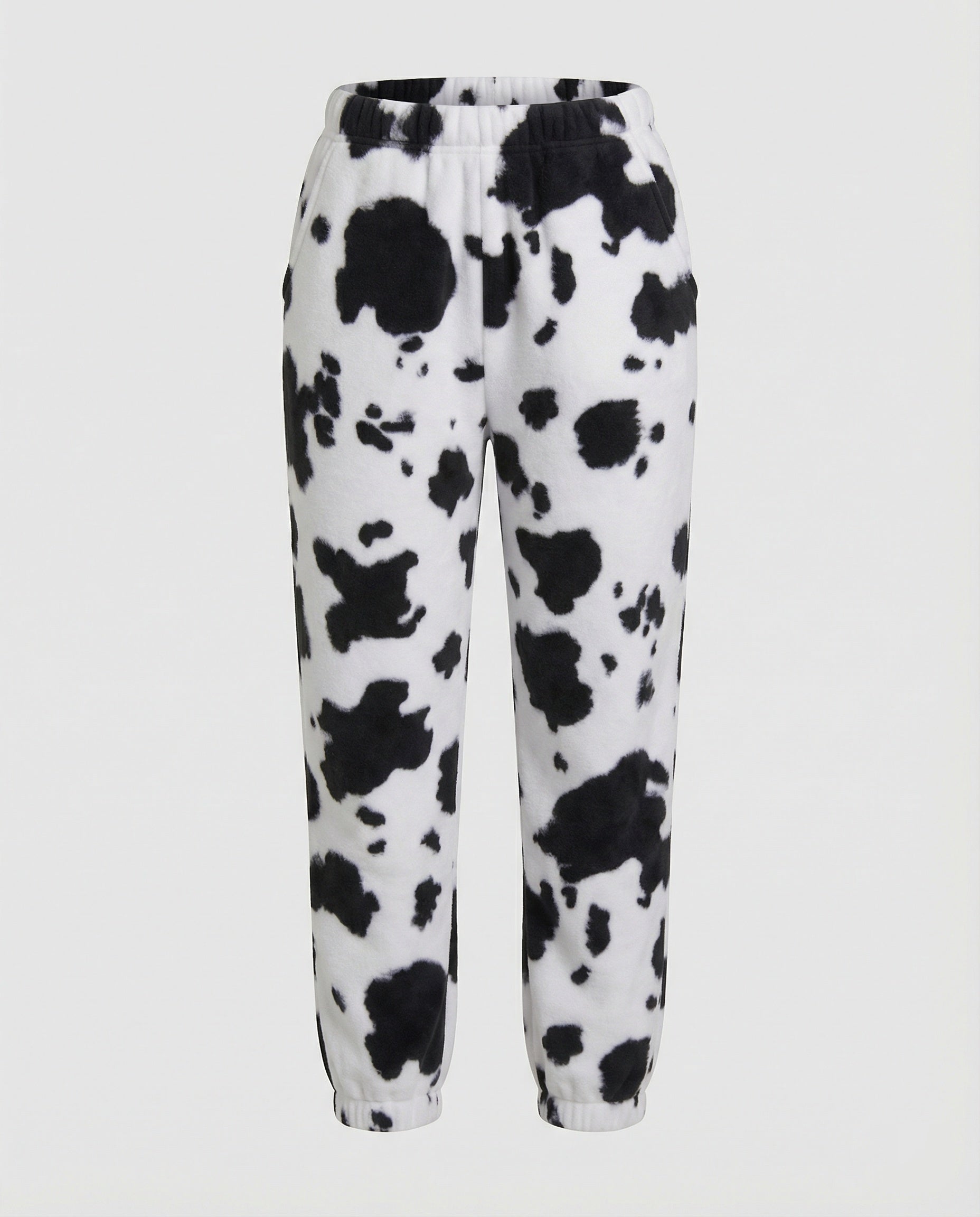 Damen Freizeithose im lässigen Cow-Print-Design mit elastischem Bund und Bündchen