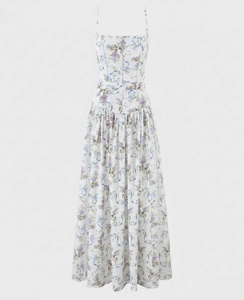 Damen Maxikleid mit Korsett Oberteil