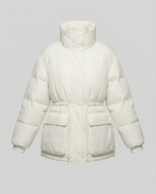 Oversized Daunenjacke Damen mit Taschen und Gürtel