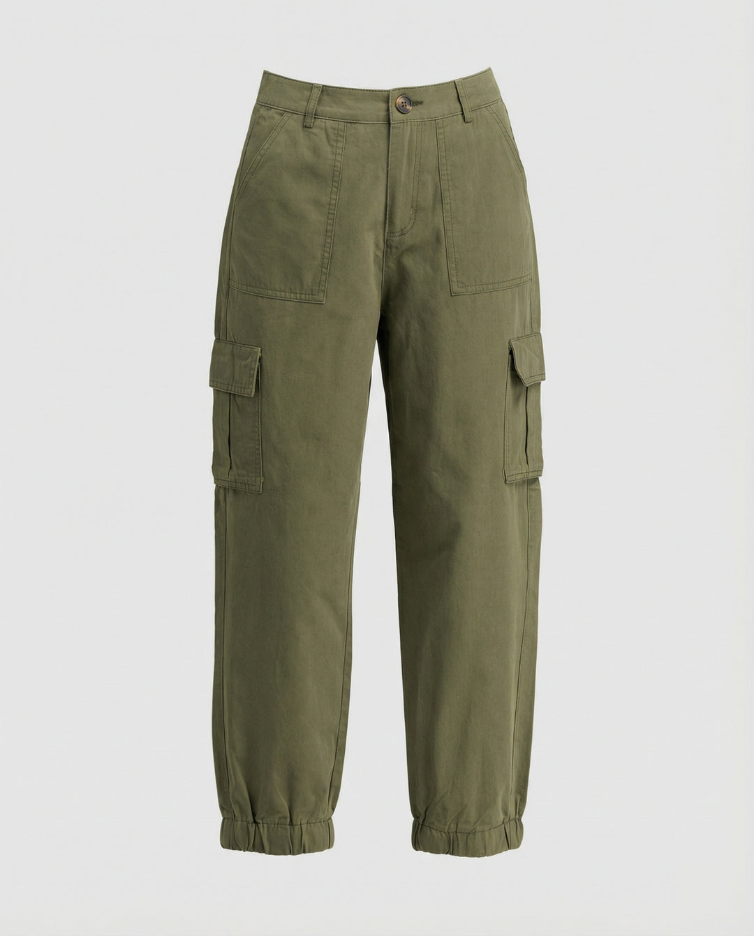 Damen Cargo Stoffhose lässig mit elastischem Bund und Taschen