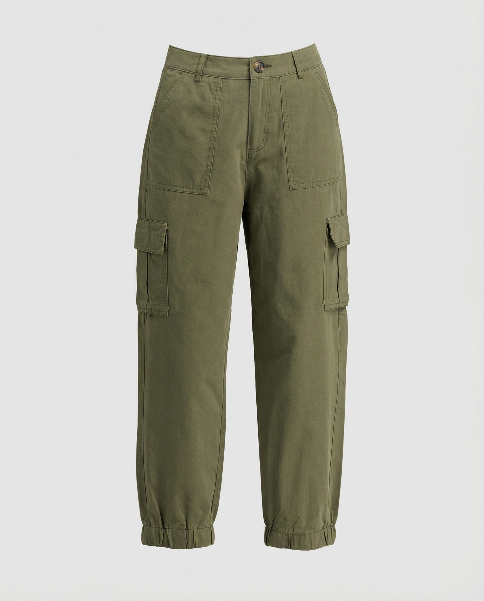 Damen Cargo Stoffhose lässig mit elastischem Bund und Taschen