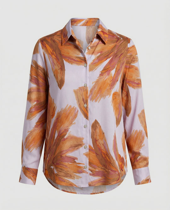 Satinbluse Mit Pinselprint Damen
