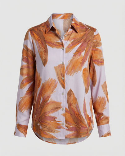 Satinbluse Mit Pinselprint Damen