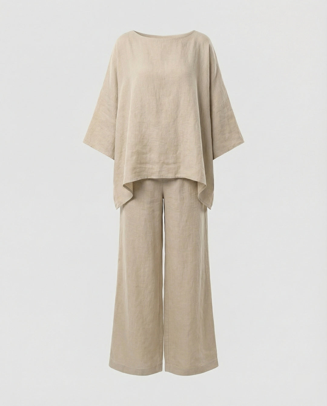 Leinen Zweiteiler Set Damen mit Palazzo-Hose