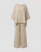 Leinen Zweiteiler Set Damen mit Palazzo-Hose