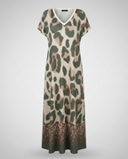Damen Maxikleid Strick Oversize V-Ausschnitt
