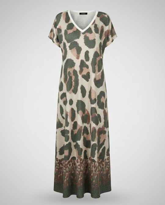 Damen Maxikleid Strick Oversize V-Ausschnitt