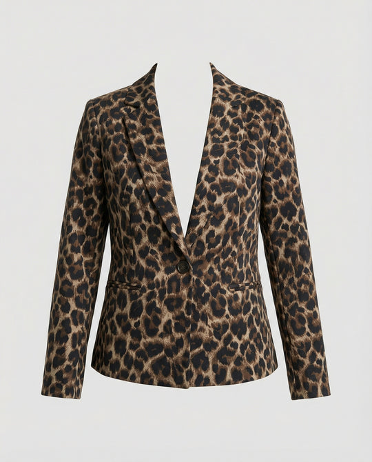 Damen Modischer Blazer im Leo-Design mit schlankem Schnitt R&B