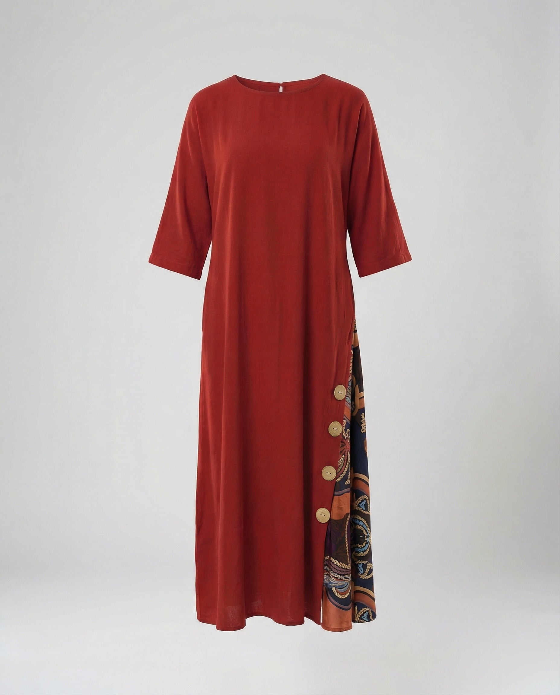 Damen Maxikleid Print asymmetrisch