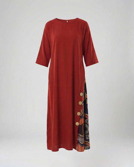 Damen Maxikleid Print asymmetrisch