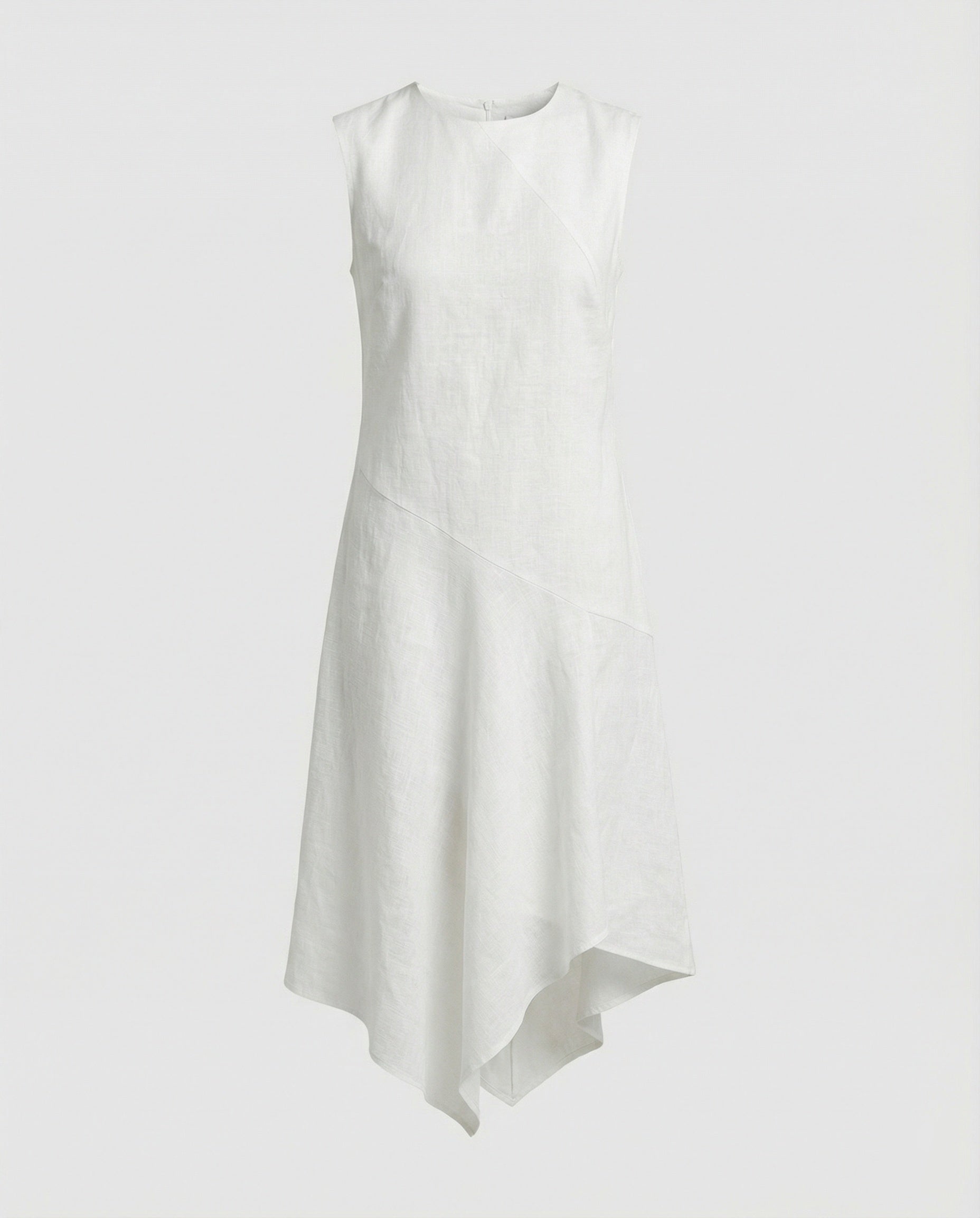 Midikleid Sommer aus Leinen mit asymmetrischem Saum